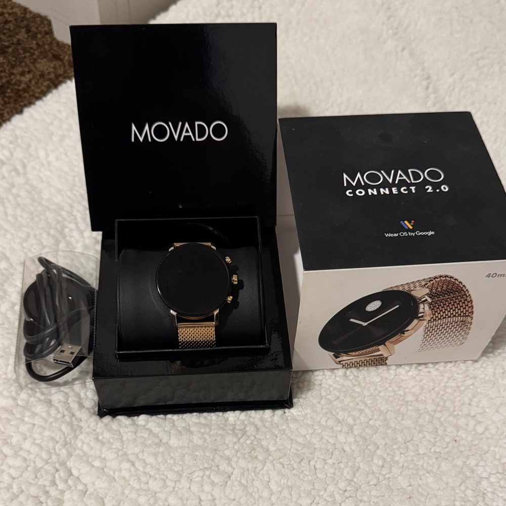 Movado Connect 2.0 Smartwatch - Black and Gold Mesh